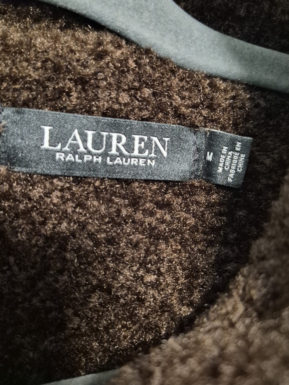 Lauren Ralph Lauren Teddy Sherpa Jacket Chocolate Brown Button Up Sz M $240 NWT - Picture 11 of 15